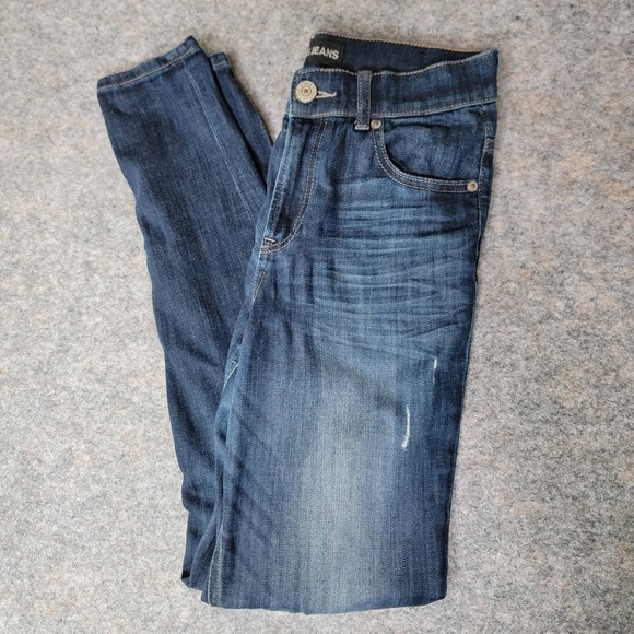 Express Jeans Legging High Rise‎ Dark Wash Denim Distressed Women's Size 4R - Picture 1 of 7